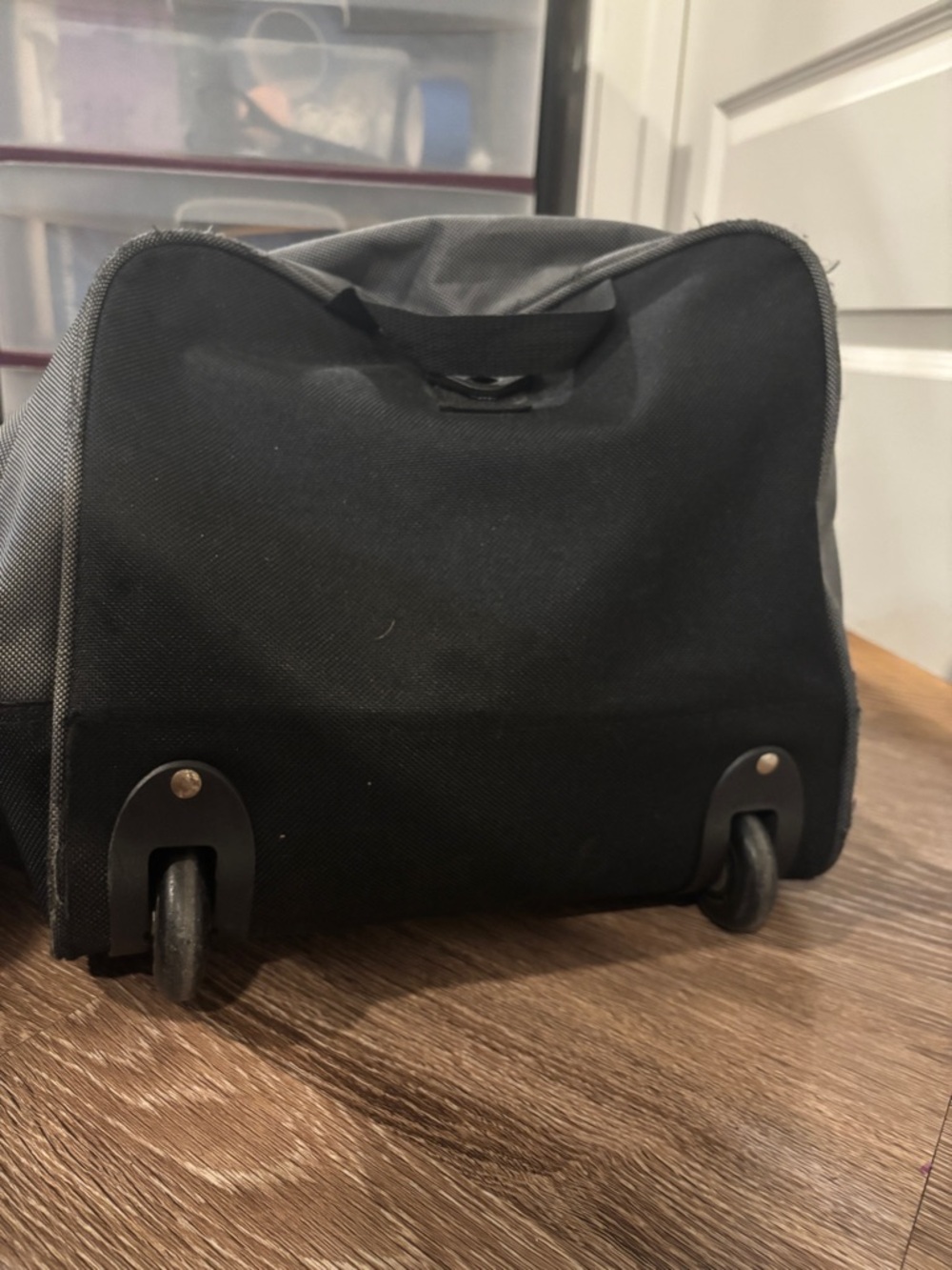 Black Men's Duffel Bag with Wheels - Picture 3 of 11